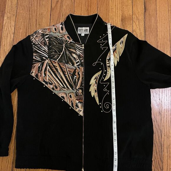 80’s Workout Mom Vintage Nancy Bolen Embroidered Track Jacket Plant Print Sz 14 - Picture 10 of 16